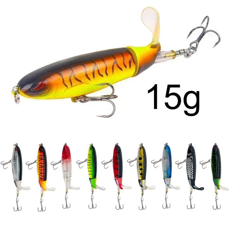 Top Water Fish Bait Huabo Popper Umjetni mamac za ribu Hard Plow Soft Spinning Tail Oprema za pecanje Riblji mamac 13g/15g/35g