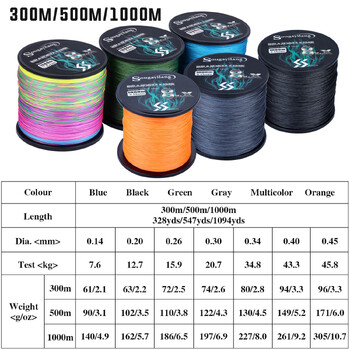 Sougayilang 300M 500M 1000M 6 χρώματα Strong PE Fishing Line 8+X Strands Braided Fishing Line Multifilament Durable Fishing Line