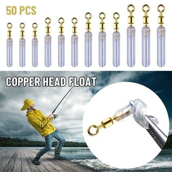 50 τμχ Anti Knot Σιλικόνη Χάλκινη κεφαλή Float Rest Fishing Float Fishing Floats Rotation Boia Float Tube Fishing Accessories