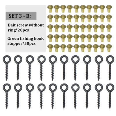 Accesorii de pescuit la crap, 70 buc. Cârlig de pescuit, momeală, șurub, dop, mărgele de cauciuc pentru ronnie spinner rig boilies, oprirea dispozitivului de pește