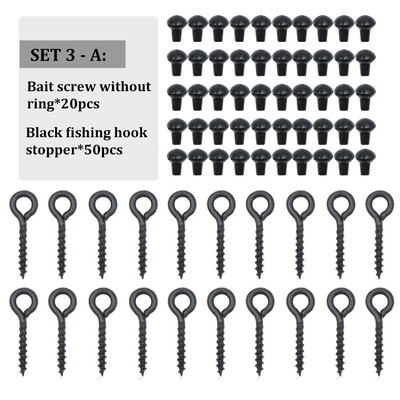 70 komada Dodaci za pecanje šarana Udica za pecanje Mamac Vijak Čep gumena perla za Ronnie Spinner Rig boile za zaustavljanje pribora za ribu