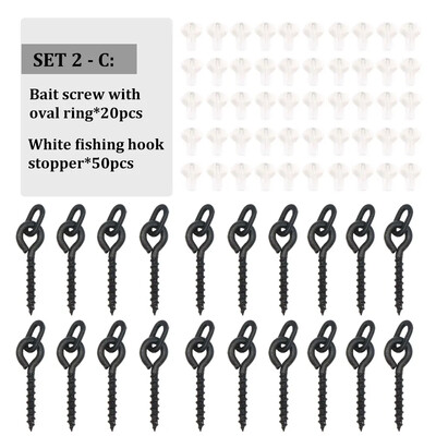 70 komada Dodaci za pecanje šarana Udica za pecanje Mamac Vijak Čep gumena perla za Ronnie Spinner Rig boile za zaustavljanje pribora za ribu