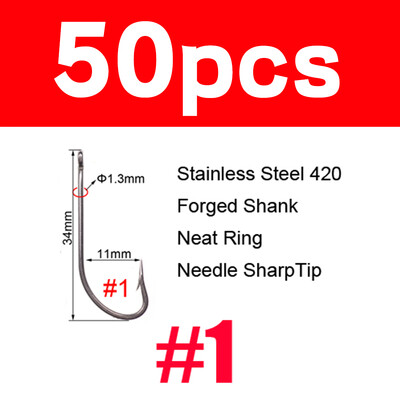 Elllv 50 komada #8 - 2/0 duga drška od nehrđajućeg čelika, O'SHAUGHNESSY udica, živi mamac, udica za pecanje, udica za morske muhe, udica za vezanje