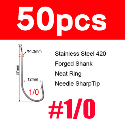 Elllv 50 komada #8 - 2/0 duga drška od nehrđajućeg čelika, O'SHAUGHNESSY udica, živi mamac, udica za pecanje, udica za morske muhe, udica za vezanje