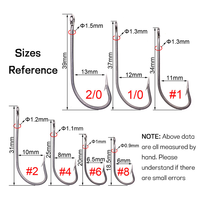 Elllv 50 komada #8 - 2/0 duga drška od nehrđajućeg čelika, O'SHAUGHNESSY udica, živi mamac, udica za pecanje, udica za morske muhe, udica za vezanje