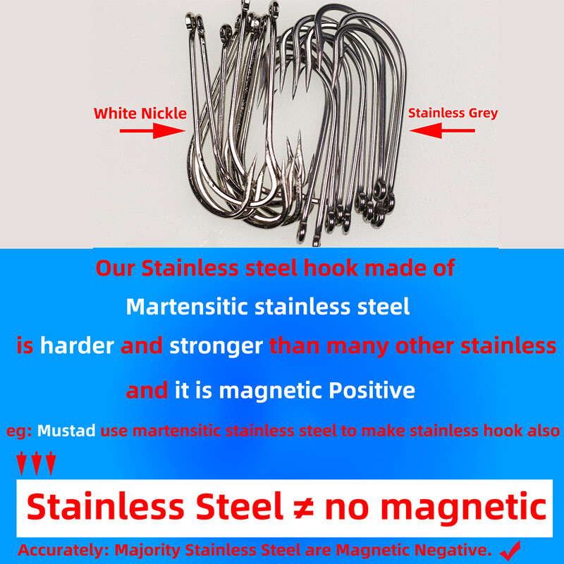 Elllv 50 komada #8 - 2/0 duga drška od nehrđajućeg čelika, O'SHAUGHNESSY udica, živi mamac, udica za pecanje, udica za morske muhe, udica za vezanje