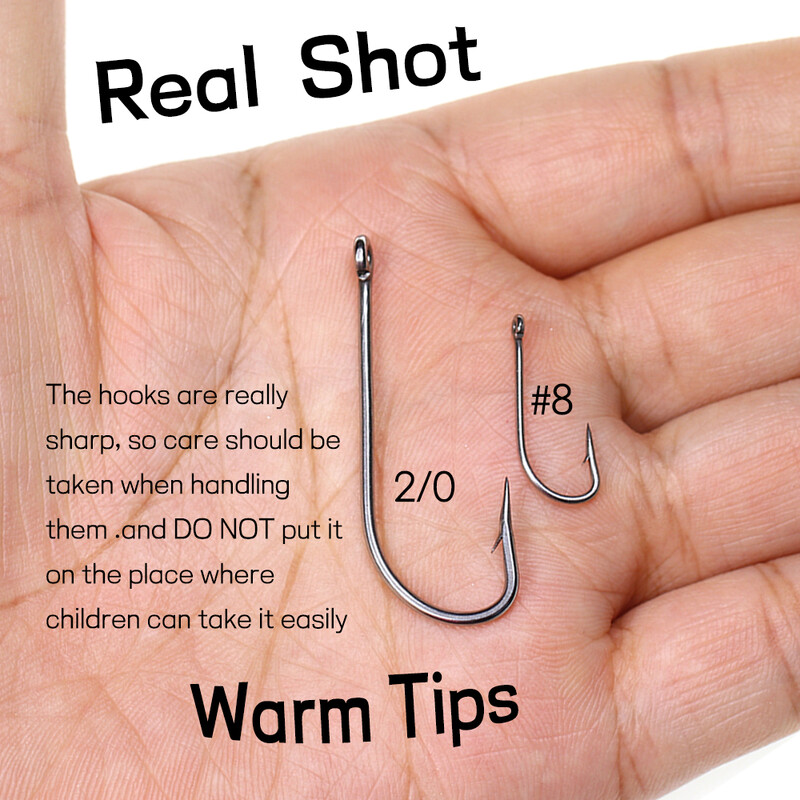 Elllv 50 komada #8 - 2/0 duga drška od nehrđajućeg čelika, O'SHAUGHNESSY udica, živi mamac, udica za pecanje, udica za morske muhe, udica za vezanje