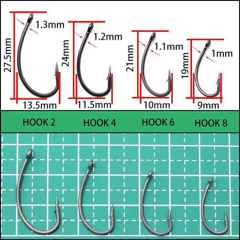 Udice za šaran presvučene PTFE-om od 30 KOM. Udice od visokougljičnog čelika, sive bodljikave zakrivljene drške, oštre udice za šarane