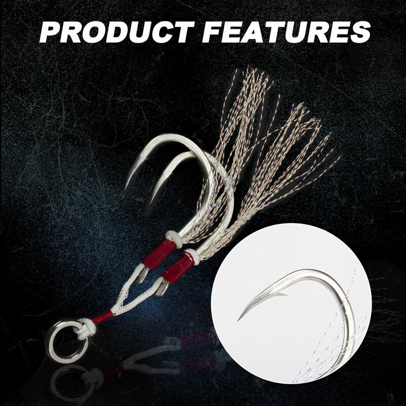 Hunthouse Barbed Double Slow Jig Udice za ribolov Stinger Assist 7/0 9/0 11/0 High Carbon With Rope Saltwater GT Pribor za morsku ribu