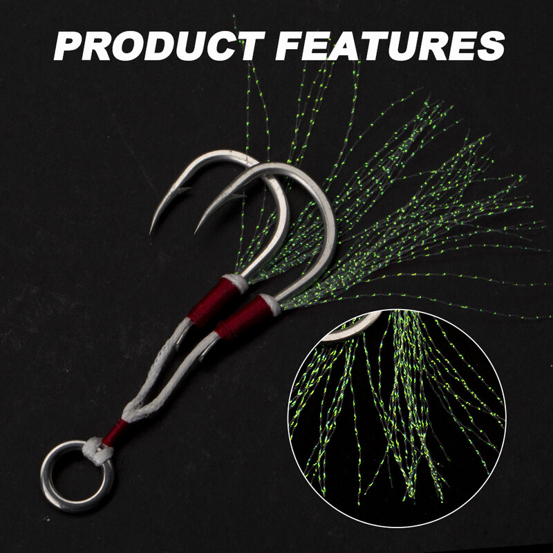 Hunthouse Barbed Double Slow Jig Udice za ribolov Stinger Assist 7/0 9/0 11/0 High Carbon With Rope Saltwater GT Pribor za morsku ribu