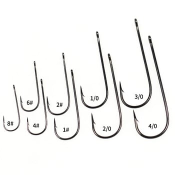 ICERIO 50PCS Long Shank Aberdeen Fishing Hook Θαλασσινό νερό Ψάρεμα γλυκού νερού Live Bait Sabiki Rigs Bass Trout Fly Hook