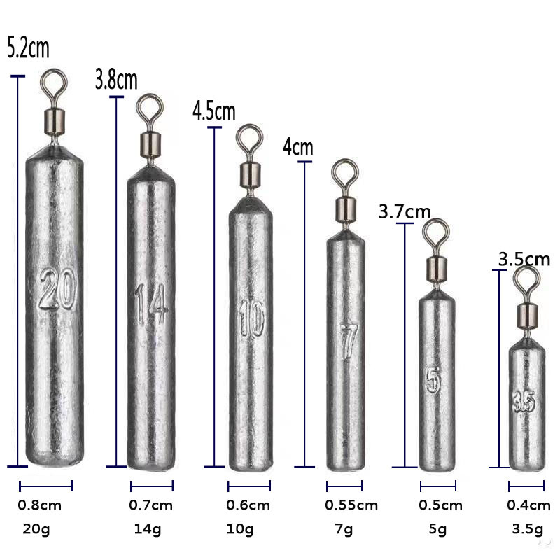 Drop Shot Weight 5PCS/Lot Ribolov Sudak 3.5g 5g 7g 10g 14g 20g Tube Bullet Quick Štap Plumb Visic Olovo Okretni Dropshot Utezi