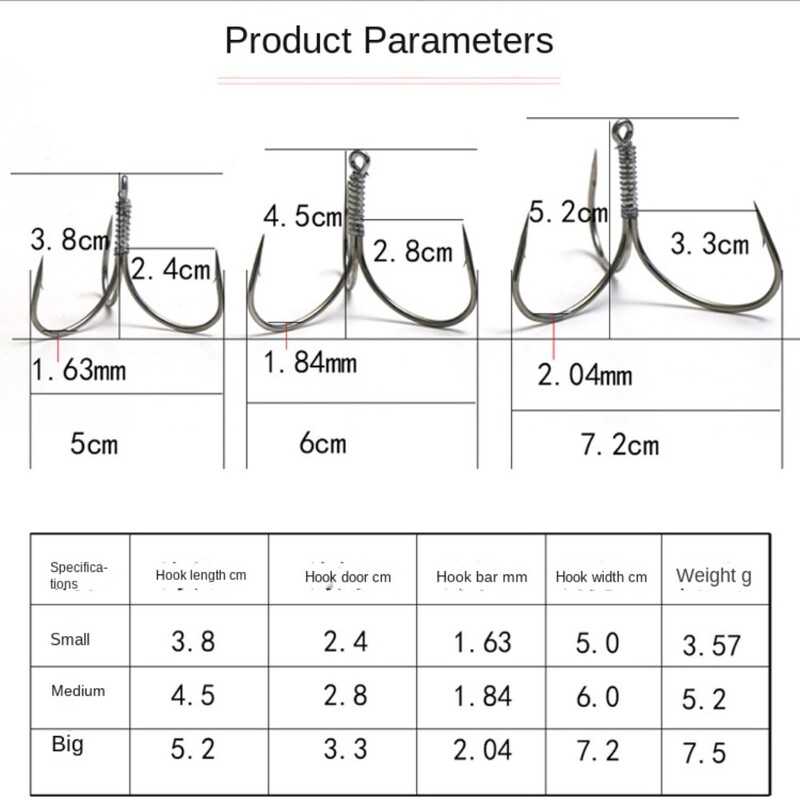 5 ks nabrúsených silných veľkých rybárskych trojitých háčikov s ostňami, rybárskych náčinia, náradia z vysoko uhlíkovej ocele, rybárske trojité kotviace háčiky