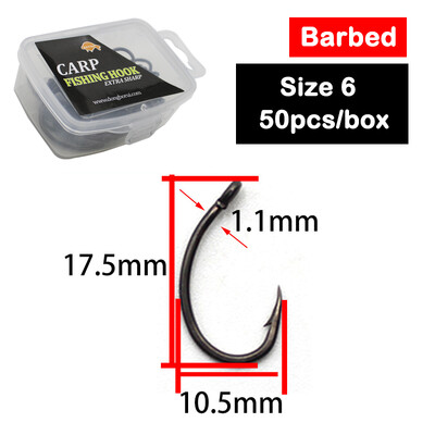 50 τεμάχια PTFE επίστρωση υψηλής περιεκτικότητας σε άνθρακα από ανοξείδωτο ατσάλι Αγκαθωτά άγκιστρα χωρίς ραβδώσεις Carp Fishing Hooks Συσκευασία με λιανική αρχική συσκευασία 2 4 6 8