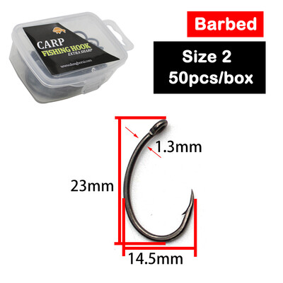 50 τεμάχια PTFE επίστρωση υψηλής περιεκτικότητας σε άνθρακα από ανοξείδωτο ατσάλι Αγκαθωτά άγκιστρα χωρίς ραβδώσεις Carp Fishing Hooks Συσκευασία με λιανική αρχική συσκευασία 2 4 6 8