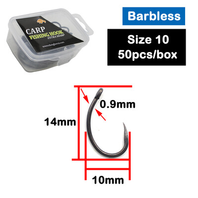 50 τεμάχια PTFE επίστρωση υψηλής περιεκτικότητας σε άνθρακα από ανοξείδωτο ατσάλι Αγκαθωτά άγκιστρα χωρίς ραβδώσεις Carp Fishing Hooks Συσκευασία με λιανική αρχική συσκευασία 2 4 6 8