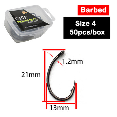 50 τεμάχια PTFE επίστρωση υψηλής περιεκτικότητας σε άνθρακα από ανοξείδωτο ατσάλι Αγκαθωτά άγκιστρα χωρίς ραβδώσεις Carp Fishing Hooks Συσκευασία με λιανική αρχική συσκευασία 2 4 6 8
