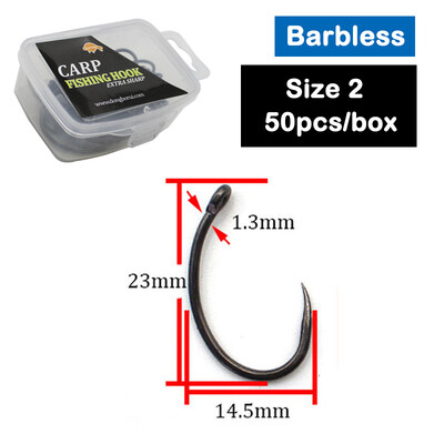 50 τεμάχια PTFE επίστρωση υψηλής περιεκτικότητας σε άνθρακα από ανοξείδωτο ατσάλι Αγκαθωτά άγκιστρα χωρίς ραβδώσεις Carp Fishing Hooks Συσκευασία με λιανική αρχική συσκευασία 2 4 6 8