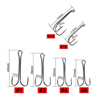 Wifreo 10 τεμ. Μακρύ στέλεχος Διπλό Γάντζος Ψαρέματος Ανθρακούχο Ατσάλινο Στρόφαλο Αγκαθωτό γάντζο για Jig Bass Fly Δέσιμο Μαλακό Δέλεαρ Ψαρέμα