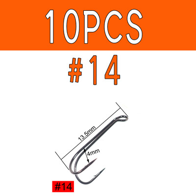 Wifreo 10 ks dlhý dvojitý rybársky háčik z uhlíkovej ocele s kľukou z ostnatého jigového háčika na jigové viazanie mušiek, mäkké rybárske náčinie, rybárske potreby