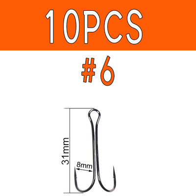 Wifreo 10 ks dlhý dvojitý rybársky háčik z uhlíkovej ocele s kľukou z ostnatého jigového háčika na jigové viazanie mušiek, mäkké rybárske náčinie, rybárske potreby