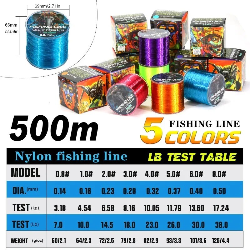 Linie de pescuit din nailon Sougayilang 500 m, glisare maximă de 7-38 lb, linie de pescuit super mai puternică, acoperire cu monofilament japonez Pescuit la crap Pesca
