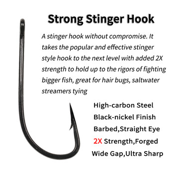 Elllv 20/50 τμχ 2X Strength Inline Stinger Hook Ψάρεμα αλμυρού νερού Sabiki Rigs Big Streamer Flies Tying Hook #2 #4 #1/0 #2/0 #4/0