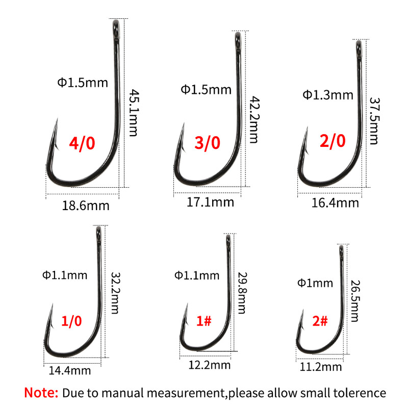 Elllv 20/50pcs 2X Strength Inline Stinger Hook Saltwater Fishing Sabiki Rigs Big Streamer Flies Tiing Hook #2 #4 #1/0 #2/0 #4/0