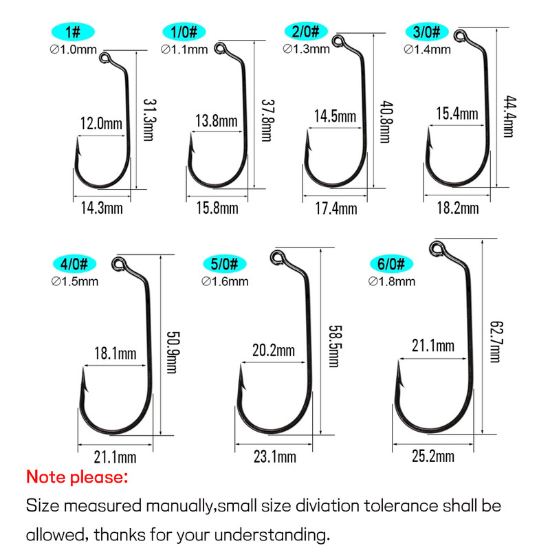WIFREO 20PCS visokougljični čelik 60 stupnjeva Jig udica zadebljane mekane crv udice za slatkovodni ribolov u morskoj vodi Udica od kovane čelične žice