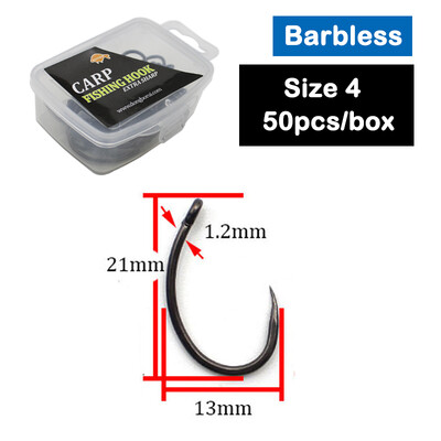 50 komada šaranskih udica bez bodljikavih udica, širokih otvora, veličina 2/4/6/8 PTFE premaz, pribor za pecanje od nehrđajućeg čelika s visokim udjelom ugljika