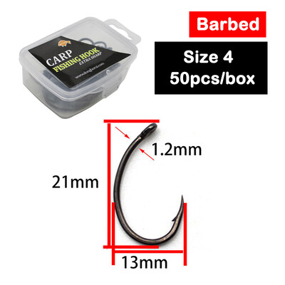 50 komada šaranskih udica bez bodljikavih udica, širokih otvora, veličina 2/4/6/8 PTFE premaz, pribor za pecanje od nehrđajućeg čelika s visokim udjelom ugljika