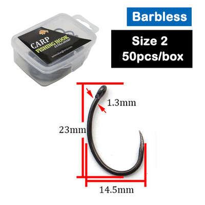 50 komada šaranskih udica bez bodljikavih udica, širokih otvora, veličina 2/4/6/8 PTFE premaz, pribor za pecanje od nehrđajućeg čelika s visokim udjelom ugljika