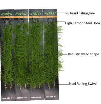 JIGEECARP 2Rigs/lot Realistic Weed Carp Fishing Rigs Line Σετ εργαλεία ψαρέματος γλυκού νερού με κλασικό γάντζο κυπρίνου Μέγεθος #2 #4 #6 #8