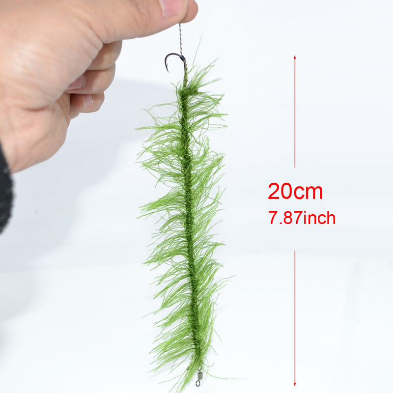 JIGEECARP 2 pribora/lot Realistični pribor za pecanje šarana na travu, set struna za slatkovodni ribolov s klasičnom udicom za šarana, veličina #2 #4 #6 #8