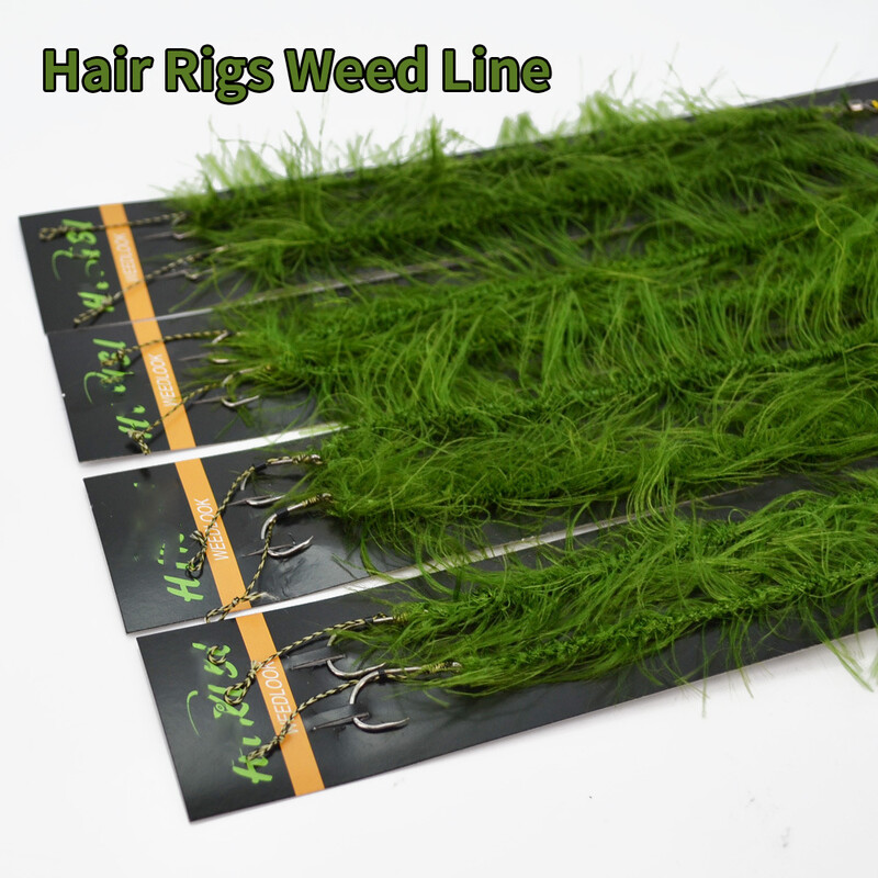 JIGEECARP 2 pribora/lot Realistični pribor za pecanje šarana na travu, set struna za slatkovodni ribolov s klasičnom udicom za šarana, veličina #2 #4 #6 #8