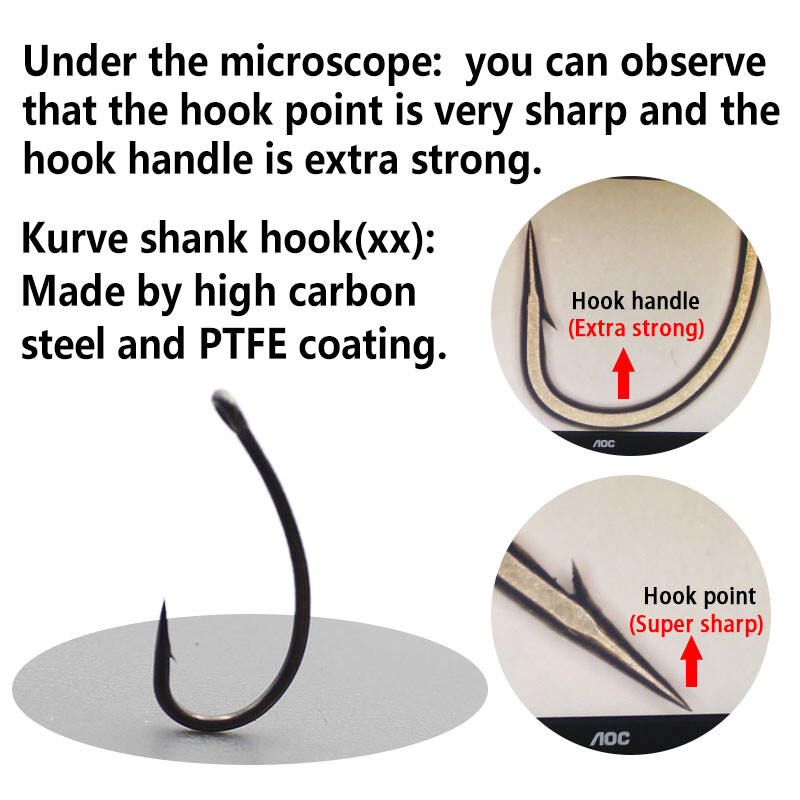 Udica za pecanje šarana, spremna za vezanje dlake, PTFE presvučena udica za ribolov šarana, QC, okretna kuka za šaranske pribore za šaranske pribore