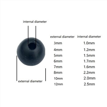 100 τμχ/παρτίδα 3mm-12mm Χάντρες ψαρέματος Space Stopper Μαύρα στρογγυλά μαλακά και σκληρά φασόλια Fishing lures Bait Hook Rig