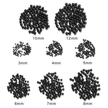 100 τμχ/παρτίδα 3mm-12mm Χάντρες ψαρέματος Space Stopper Μαύρα στρογγυλά μαλακά και σκληρά φασόλια Fishing lures Bait Hook Rig