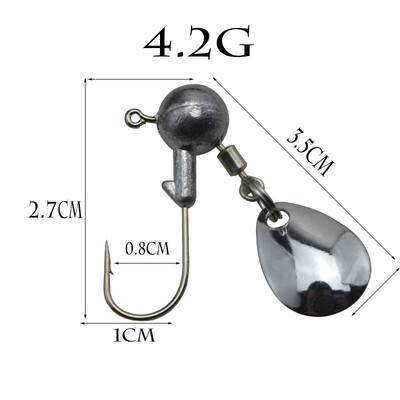 Proleurre 5PCS/Lot Ribolov Okrugla kuglasta udica s ubodnom glavom 2g 4g Udice od visokougljičnog čelika Uteg s ubodnom glavom s rotirajućim prstenastim žlicama