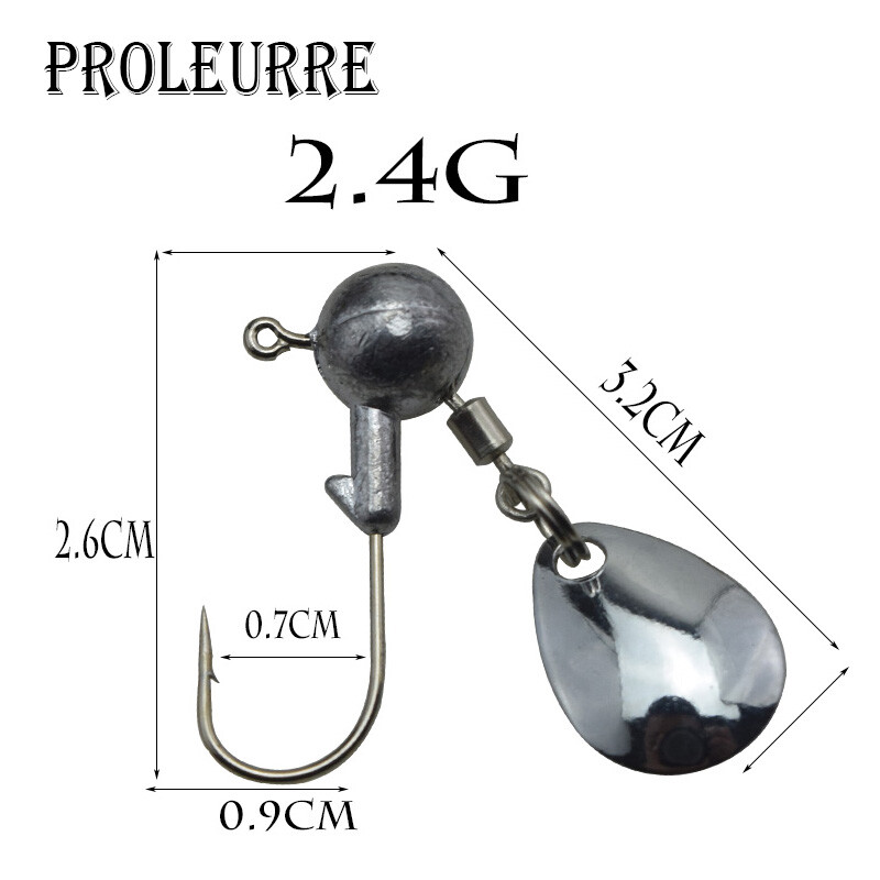 Proleurre 5PCS/Lot Ribolov Okrugla kuglasta udica s ubodnom glavom 2g 4g Udice od visokougljičnog čelika Uteg s ubodnom glavom s rotirajućim prstenastim žlicama