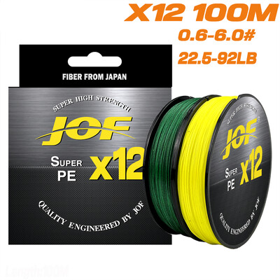 JOF 100M плетена риболовна въдица Carp Line 0.6-6.0# 12 Weaves Wire Smooth PE Multifilament Line за всякакъв воден риболов 22.5-92LB