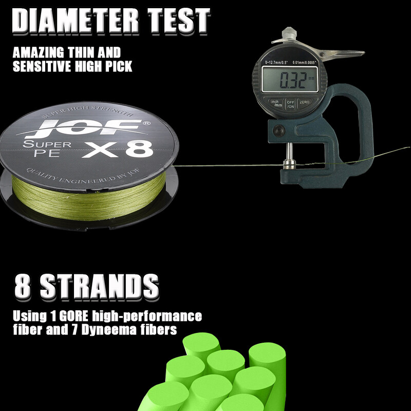 JOF Fishing Upletena struna za pecanje 300M 150M 8 niti Multifilamento 0,14 mm - 0,50 mm za ribolov šarana Super Strong 15LB-100LB