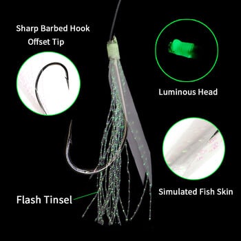 Elllv 50 τεμ. 6# -28# Προδεμένο Flash Fish Skin Sabiki Rigs Monofilament Line Αλμυρό σκουμπρί Ρέγγα Ψάρεμα Φωτεινό δέλεαρ άγκιστρο