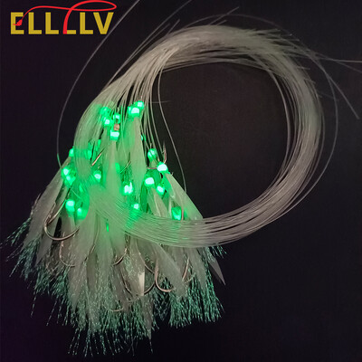 Elllv 50 τεμ. 6# -28# Προδεμένο Flash Fish Skin Sabiki Rigs Monofilament Line Αλμυρό σκουμπρί Ρέγγα Ψάρεμα Φωτεινό δέλεαρ άγκιστρο