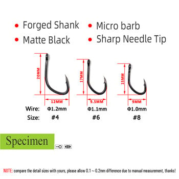 ICERIO 20 τμχ ίσιο στέλεχος V σχήμα ματ Μαύρο κυπρίνος γάντζος ψαρέματος υψηλής ανθρακούχο χάλυβα Δείγμα Αγκαθωτά αναδυόμενα άγκιστρα εξέδρας