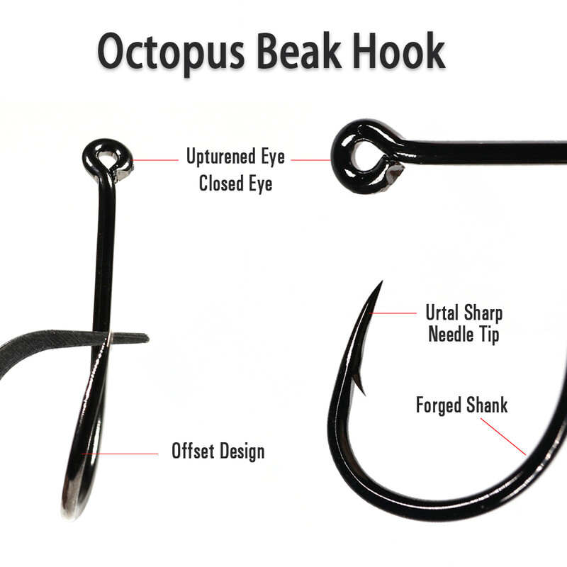ICERIO Ribolovne udice od visokougljičnog čelika Svjetleće ili UV fluo ofsetne udice s kljunom hobotnice Dodaci za morske udice #10-#10/0