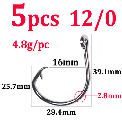 Elllv 10/0 - 18/0 Kružna udica od nehrđajućeg čelika za teške uvjete ribolova u slanoj vodi za ribolov morskog psa tune morskim brodom