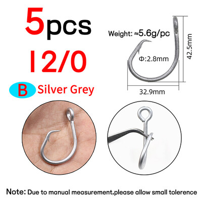 Elllv 10/0 - 18/0 Kružna udica od nehrđajućeg čelika za teške uvjete ribolova u slanoj vodi za ribolov morskog psa tune morskim brodom