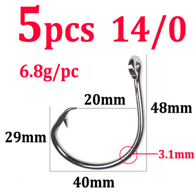Elllv 10/0 - 18/0 Kružna udica od nehrđajućeg čelika za teške uvjete ribolova u slanoj vodi za ribolov morskog psa tune morskim brodom