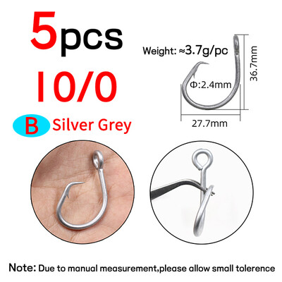 Elllv 10/0 - 18/0 Kružna udica od nehrđajućeg čelika za teške uvjete ribolova u slanoj vodi za ribolov morskog psa tune morskim brodom